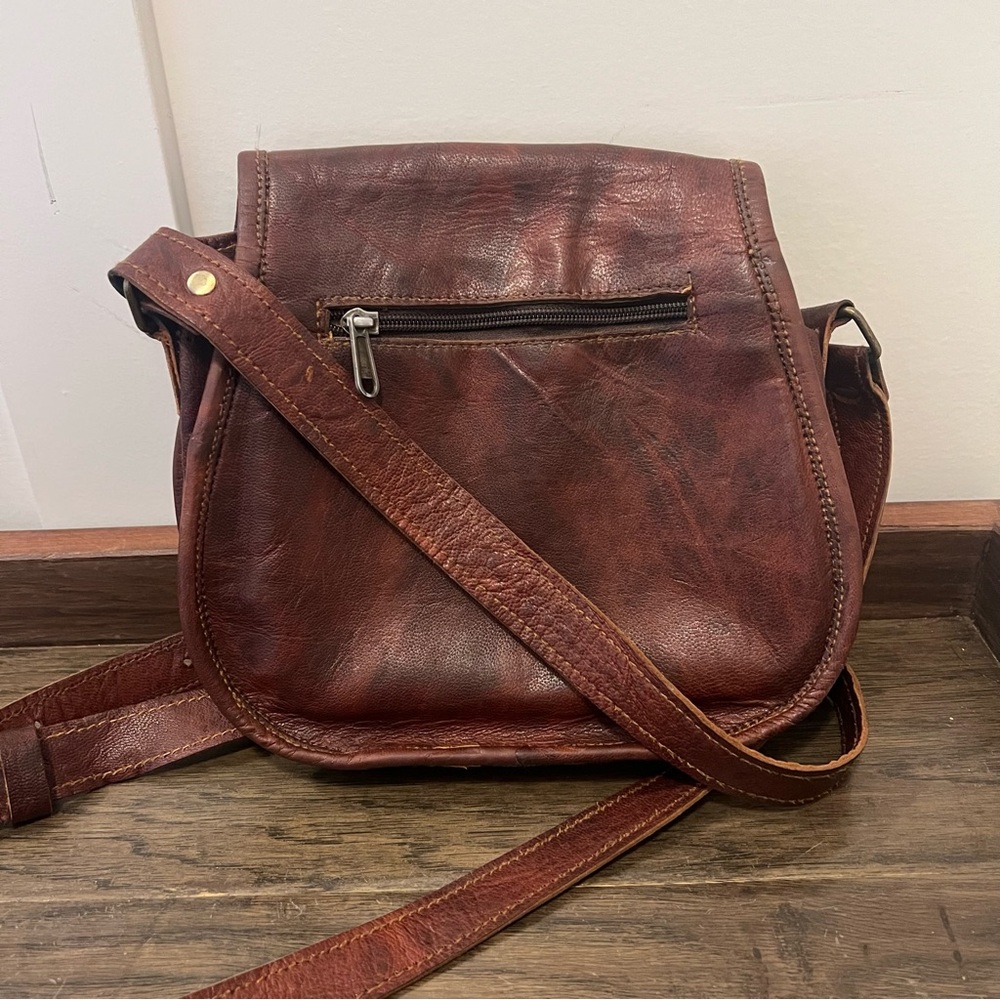Dark Brown Handmade Saddle Style Handbag - Picture 2 of 10